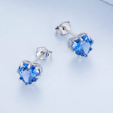 Cercei din argint Blue Crystal Heart, Argint 925, Pentru Femei