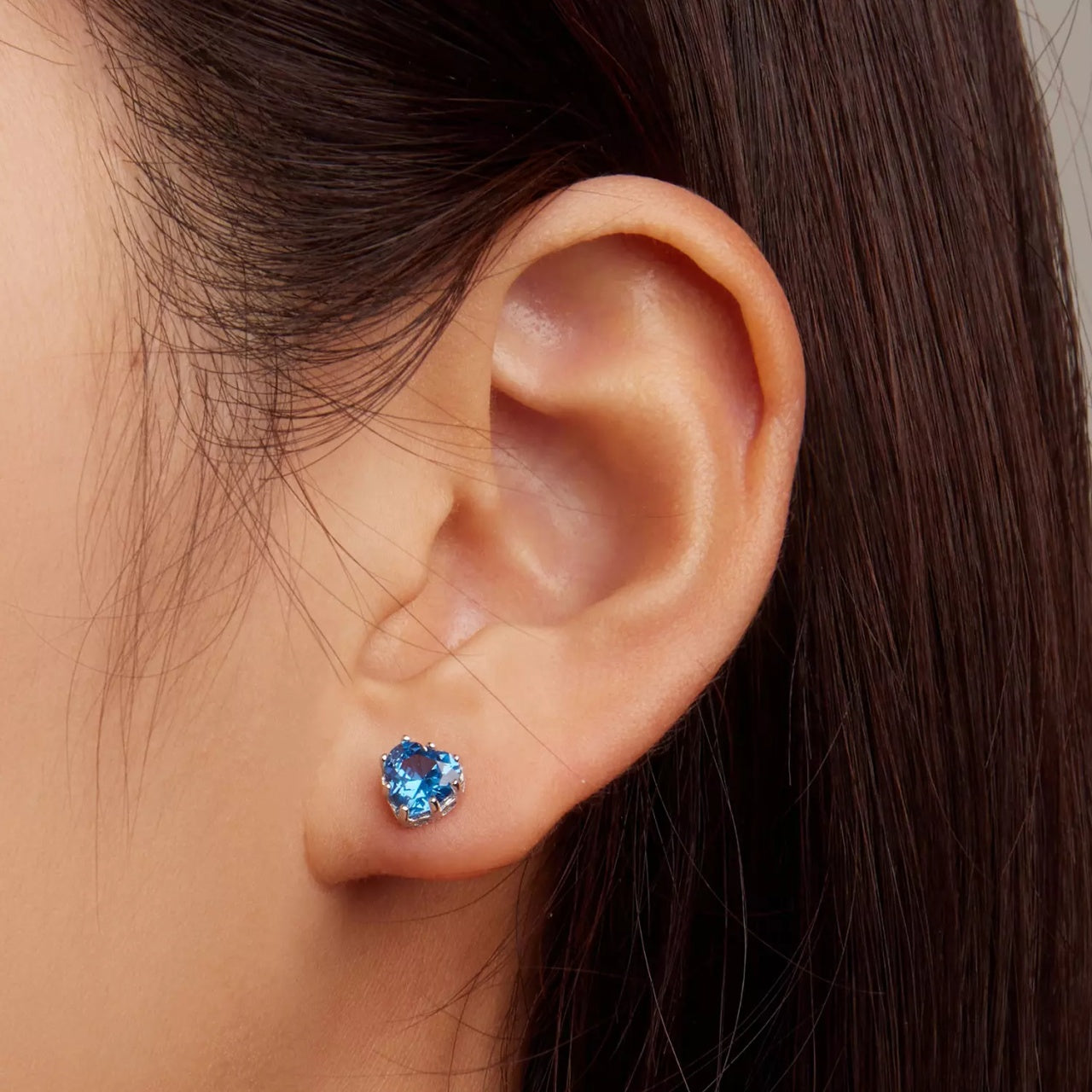 Cercei din argint Blue Crystal Heart, Argint 925, Pentru Femei