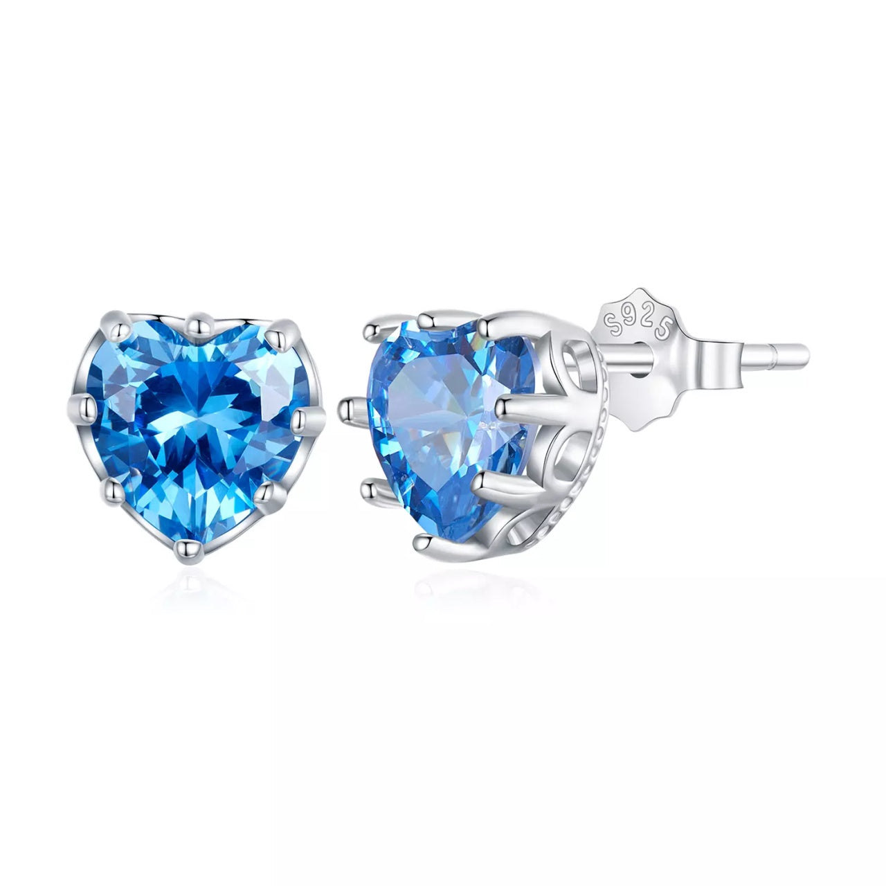 Cercei din argint Blue Crystal Heart, Argint 925, Pentru Femei