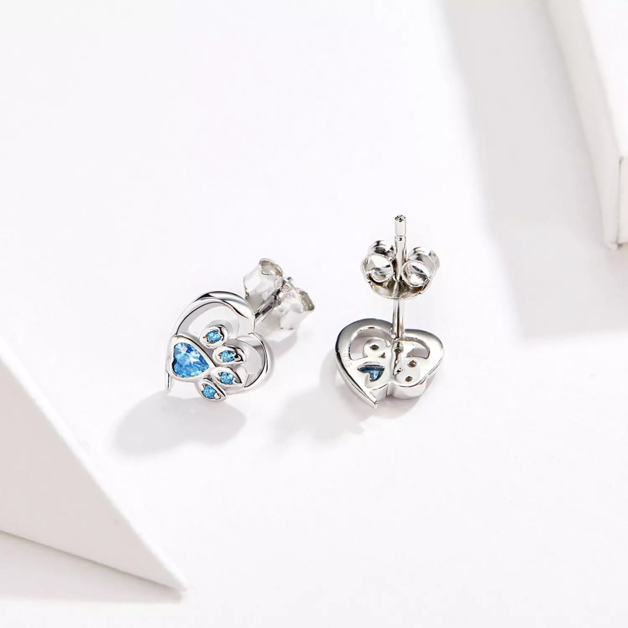 Cercei din argint Blue Crystal Paw, Argint 925, Pentru Femei