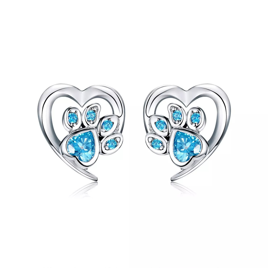 Cercei din argint Blue Crystal Paw, Argint 925, Pentru Femei