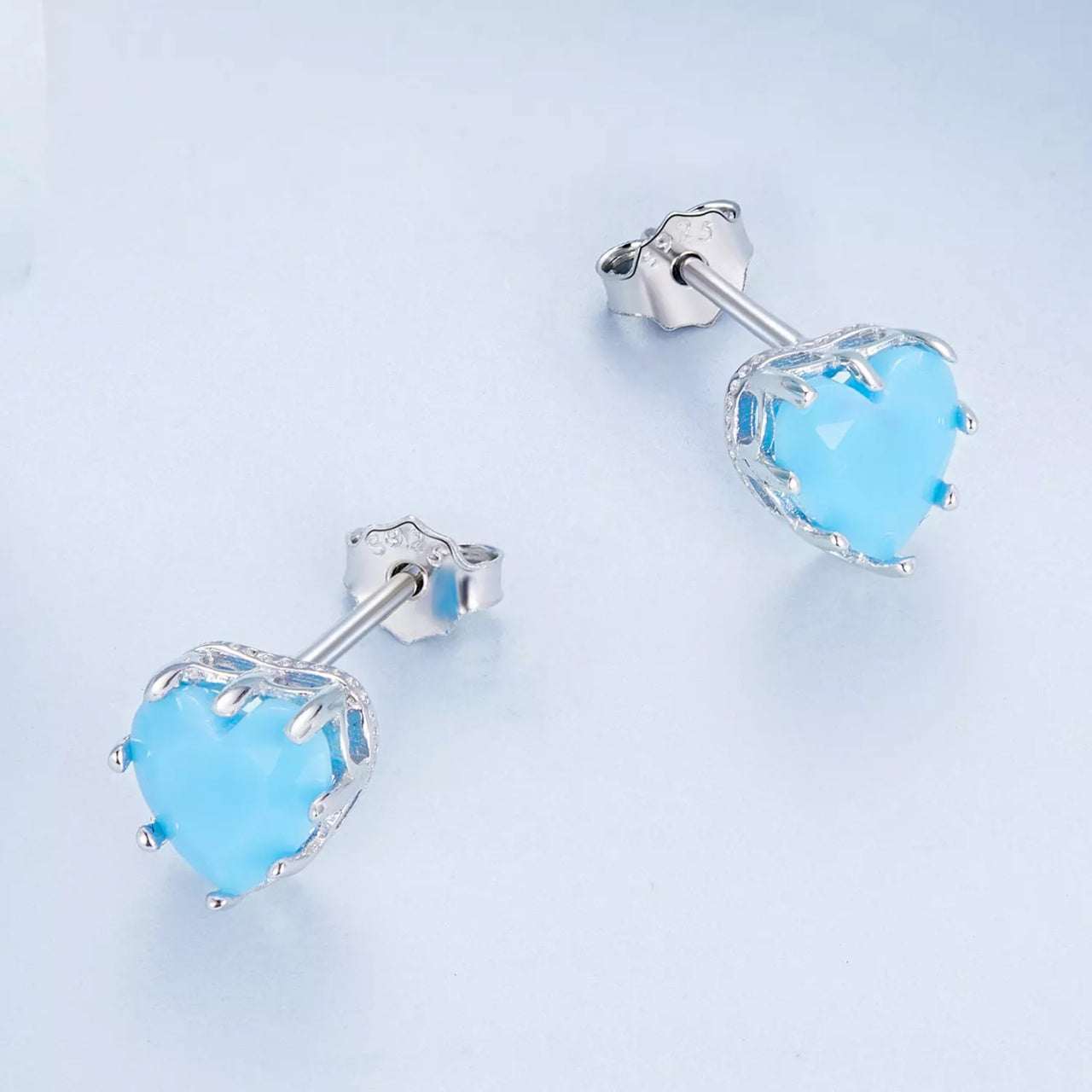 Cercei din argint Blue Matte Crystal Heart, Argint 925, Pentru Femei