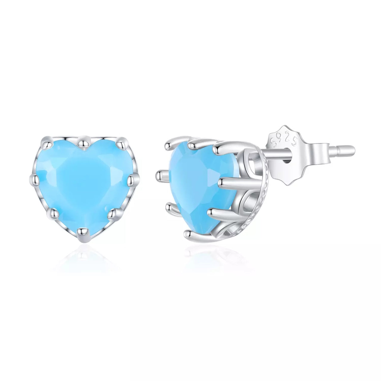 Cercei din argint Blue Matte Crystal Heart, Argint 925, Pentru Femei