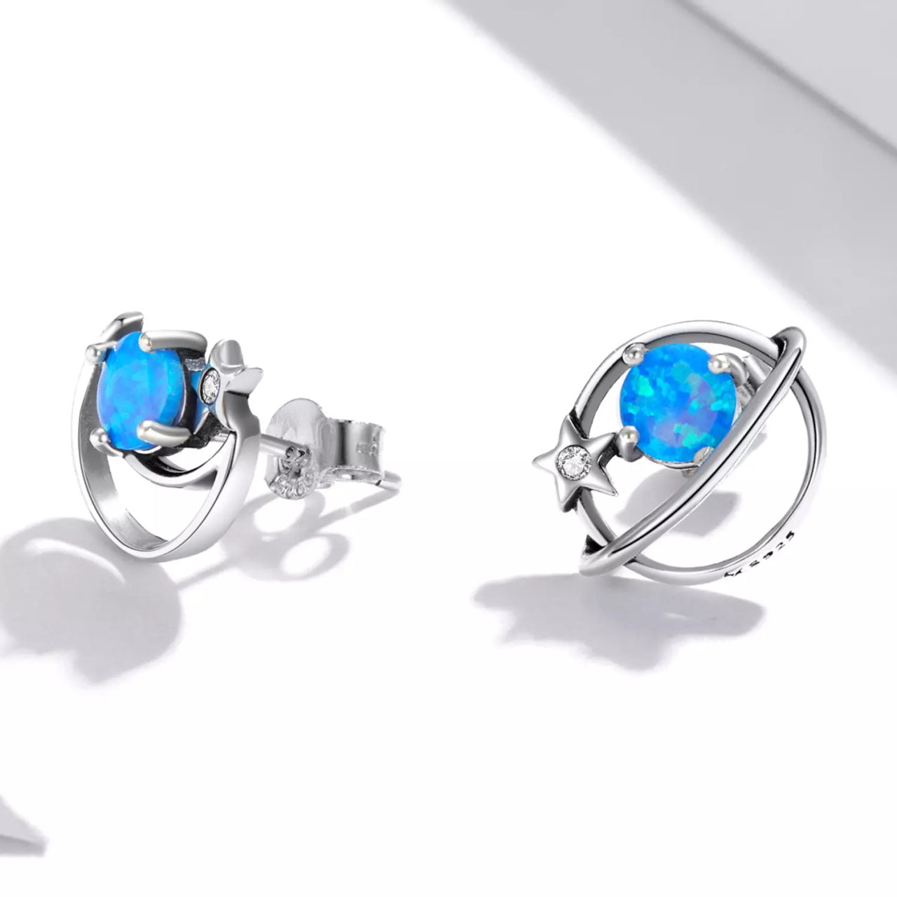 Cercei din argint Blue Moon and Star, Argint 925, Pentru Femei