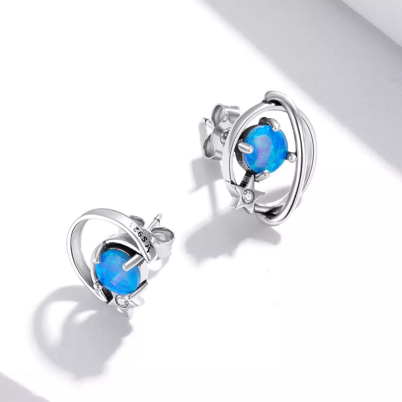 Cercei din argint Blue Moon and Star, Argint 925, Pentru Femei