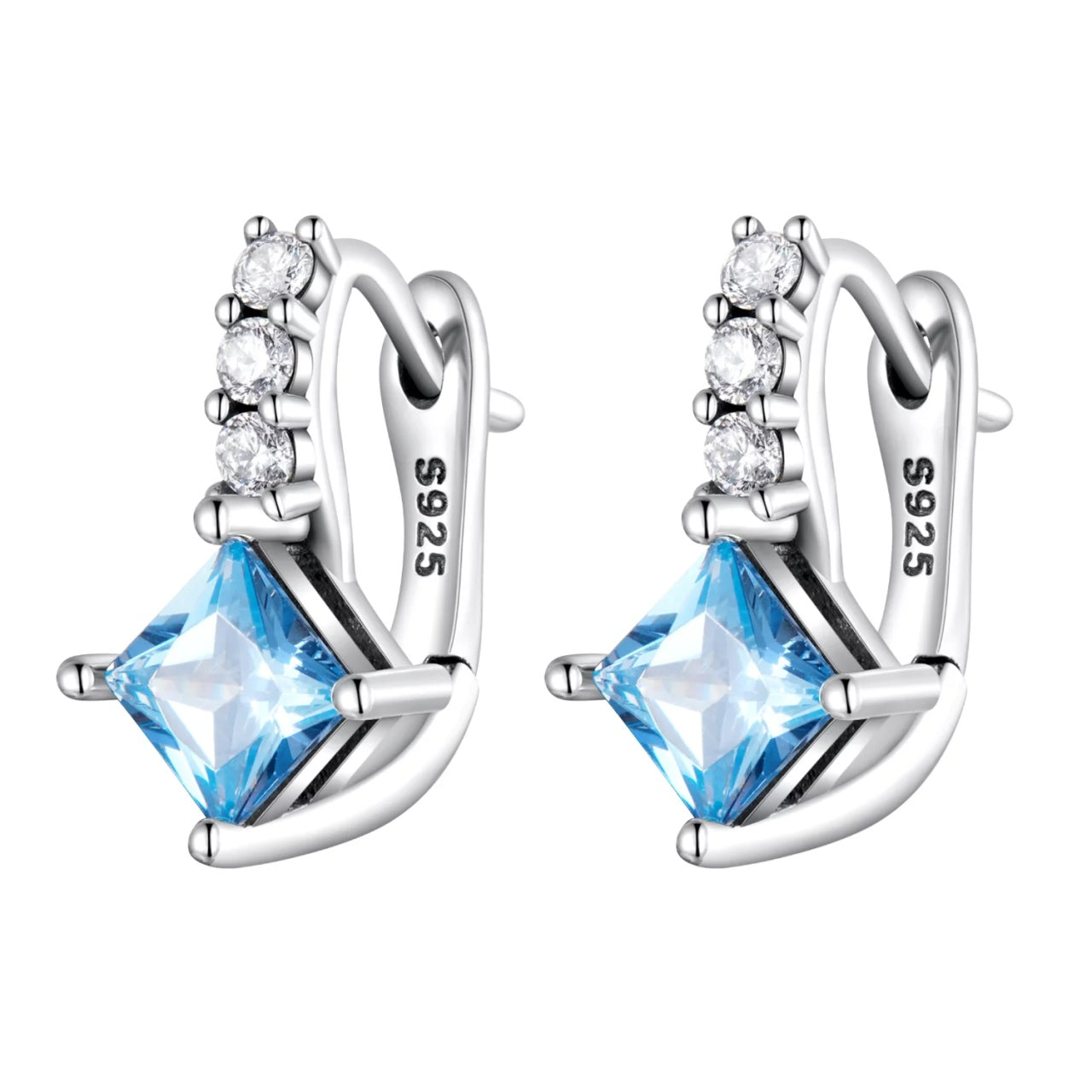 Cercei din argint Blue Rhombus, Argint 925, Pentru Femei
