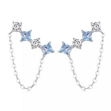 Cercei din argint Blue-Silver Crystals, Argint 925, Pentru Femei