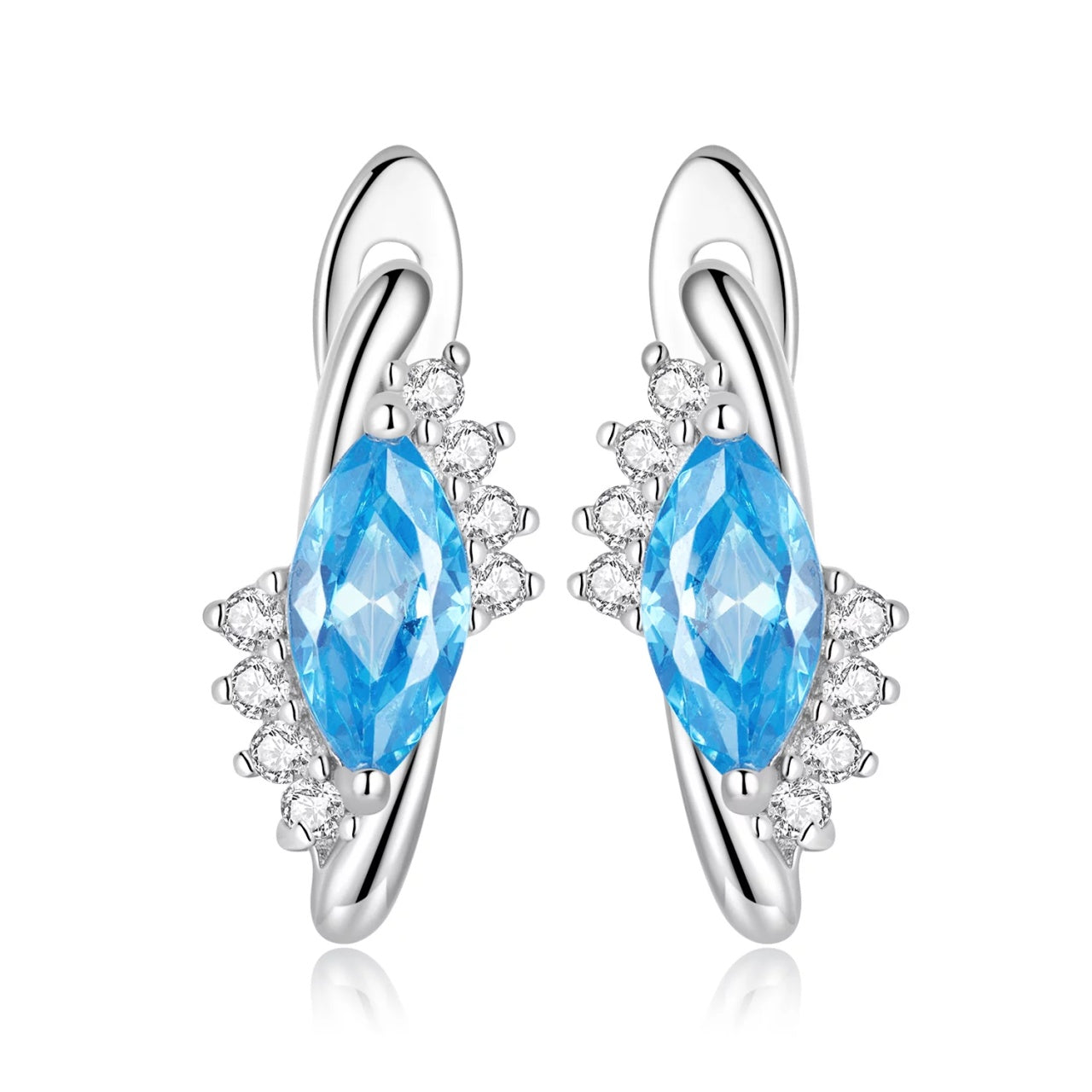 Cercei din argint Blue Splash, Argint 925, Pentru Femei