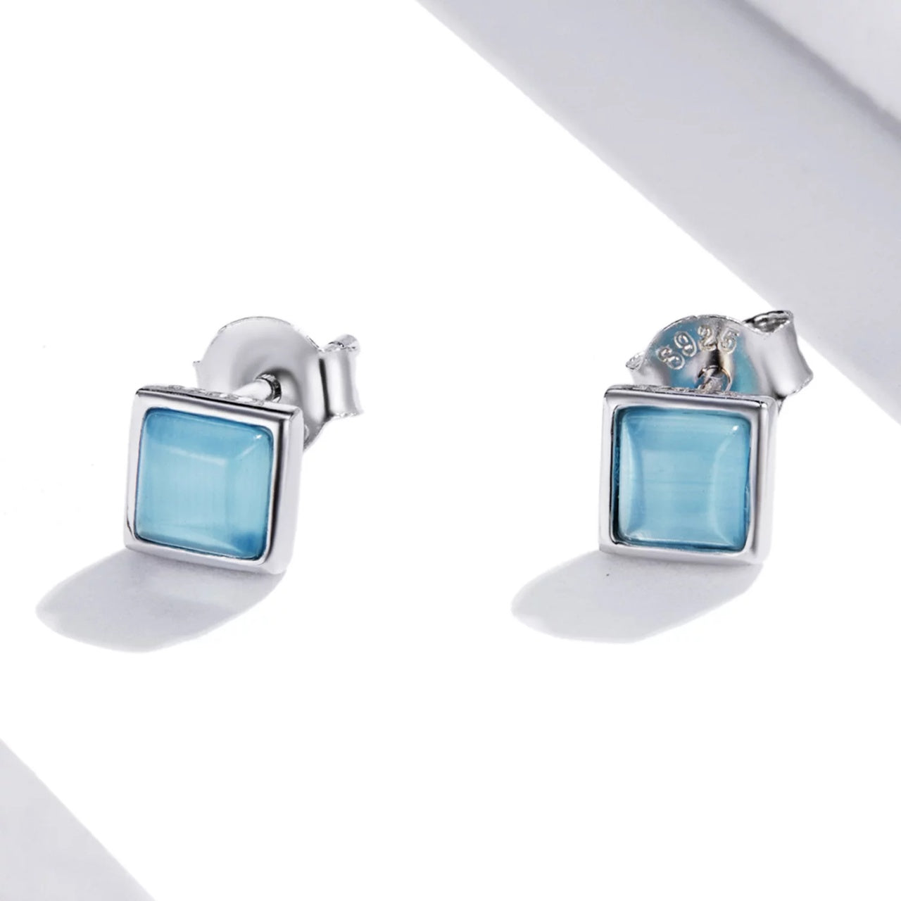 Cercei din argint Blue Squares, Argint 925, Pentru Femei