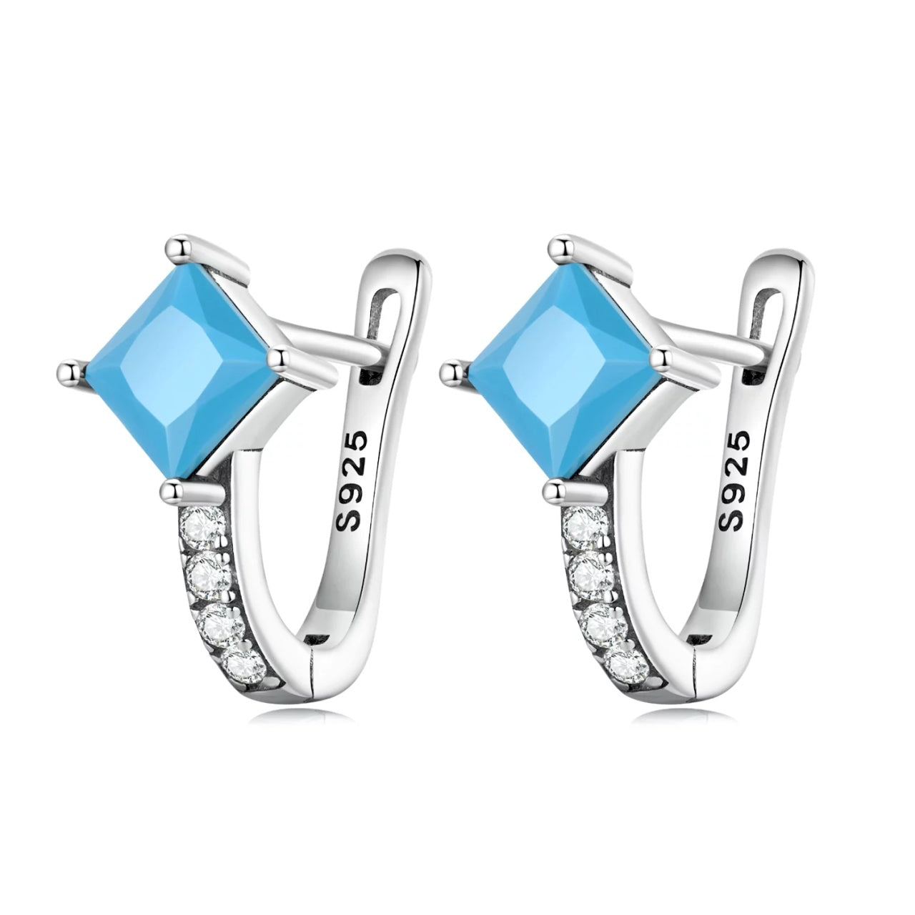 Cercei din argint Blue Top Rhombe, Argint 925, Pentru Femei