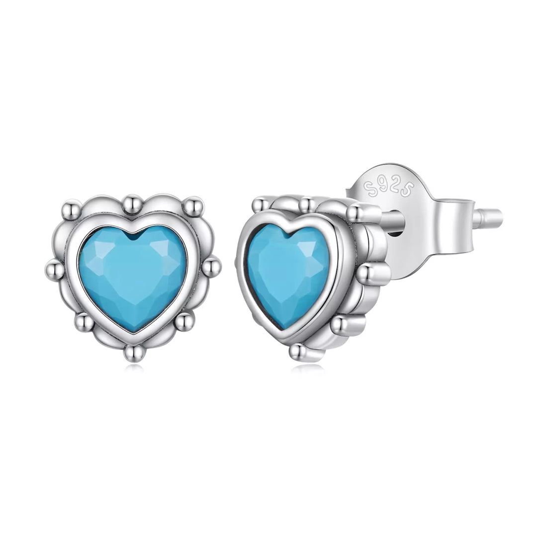 Cercei din argint Blue Vintage Heart, Argint 925, Pentru Femei