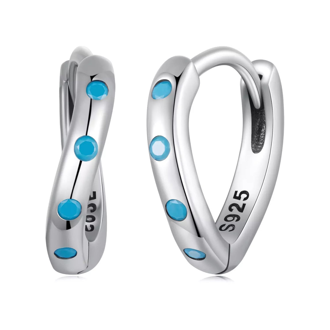 Cercei din argint Blue Vintage Hoops, Argint 925, Pentru Femei