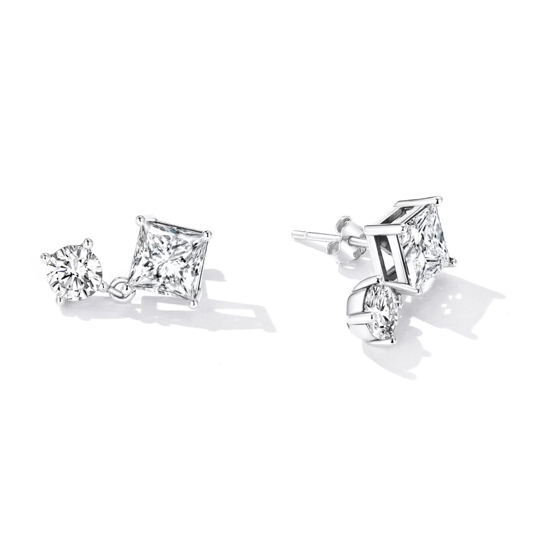 Cercei din argint Bright Rhombus and Circle, Argint 925, Pentru Femei
