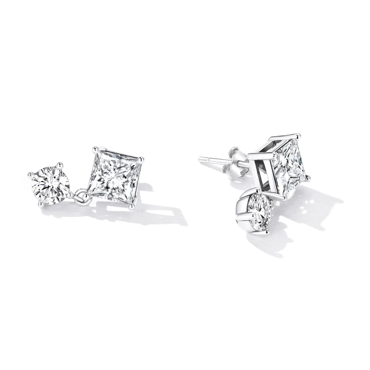 Cercei din argint Bright Rhombus and Circle, Argint 925, Pentru Femei