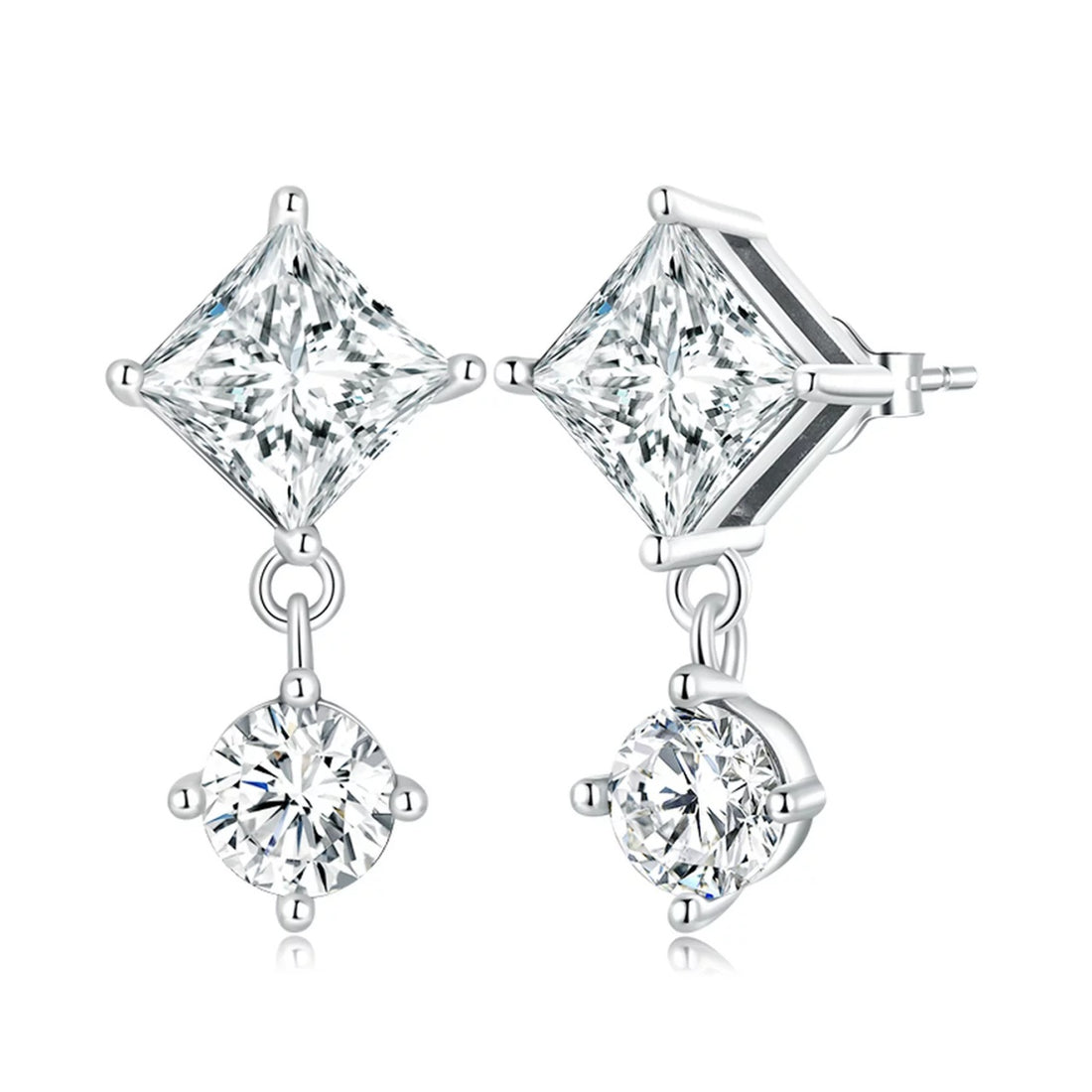 Cercei din argint Bright Rhombus and Circle, Argint 925, Pentru Femei