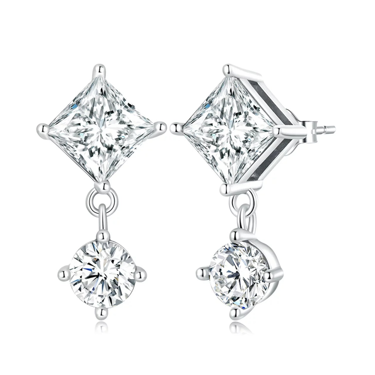Cercei din argint Bright Rhombus and Circle, Argint 925, Pentru Femei