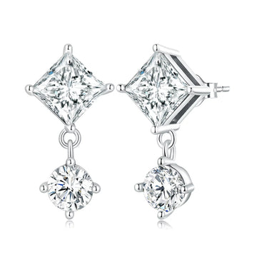 Cercei din argint Bright Rhombus and Circle, Argint 925, Pentru Femei