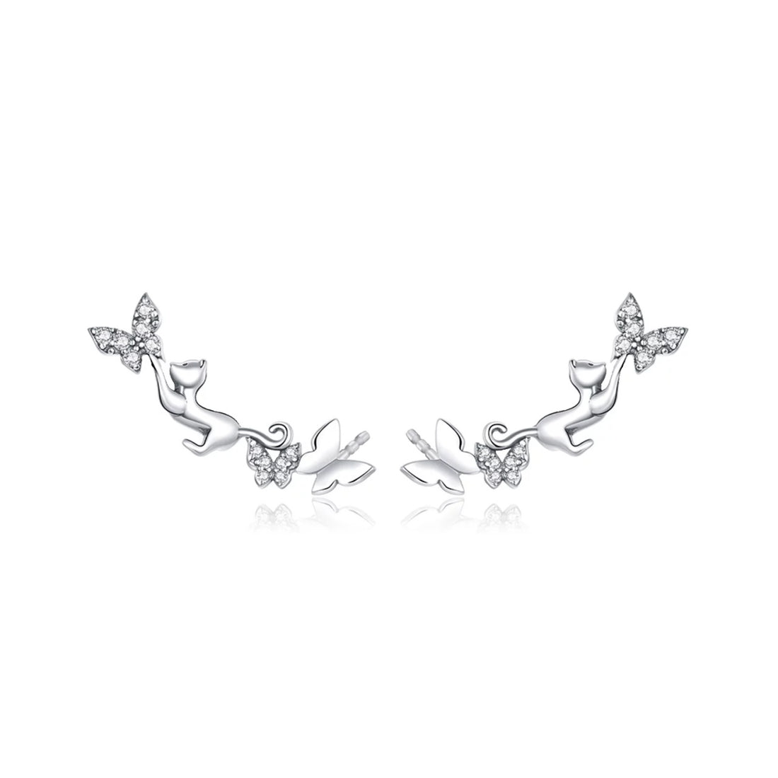 Cercei din argint Butterflies & Kitties, Argint 925, Pentru Femei