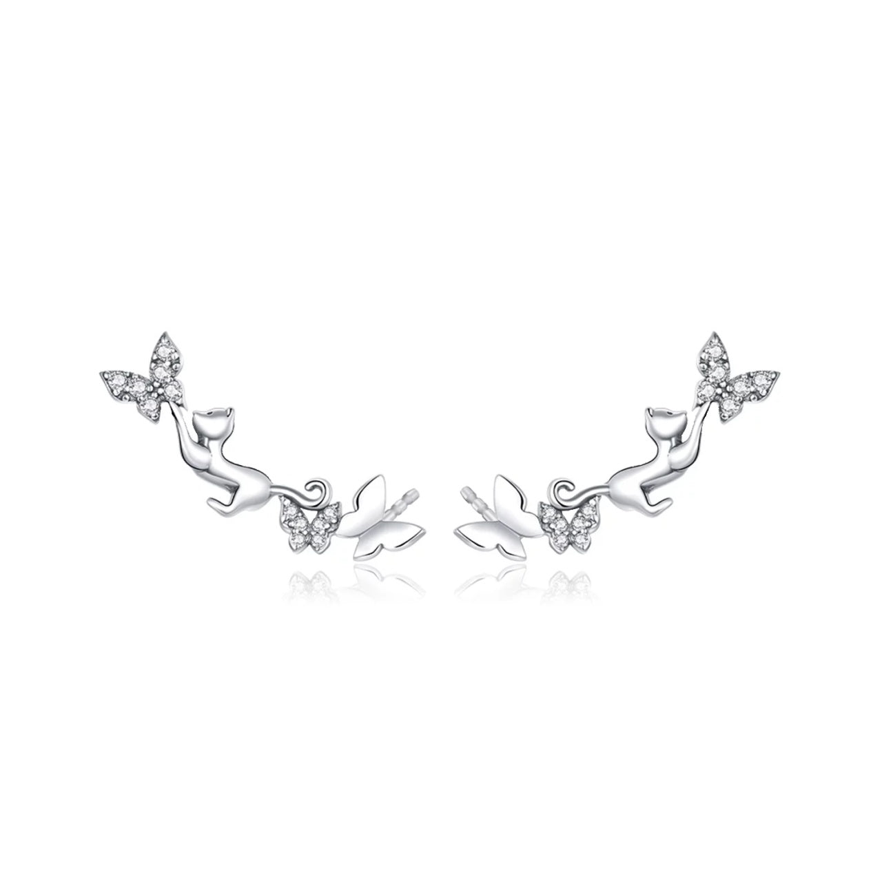 Cercei din argint Butterflies & Kitties, Argint 925, Pentru Femei