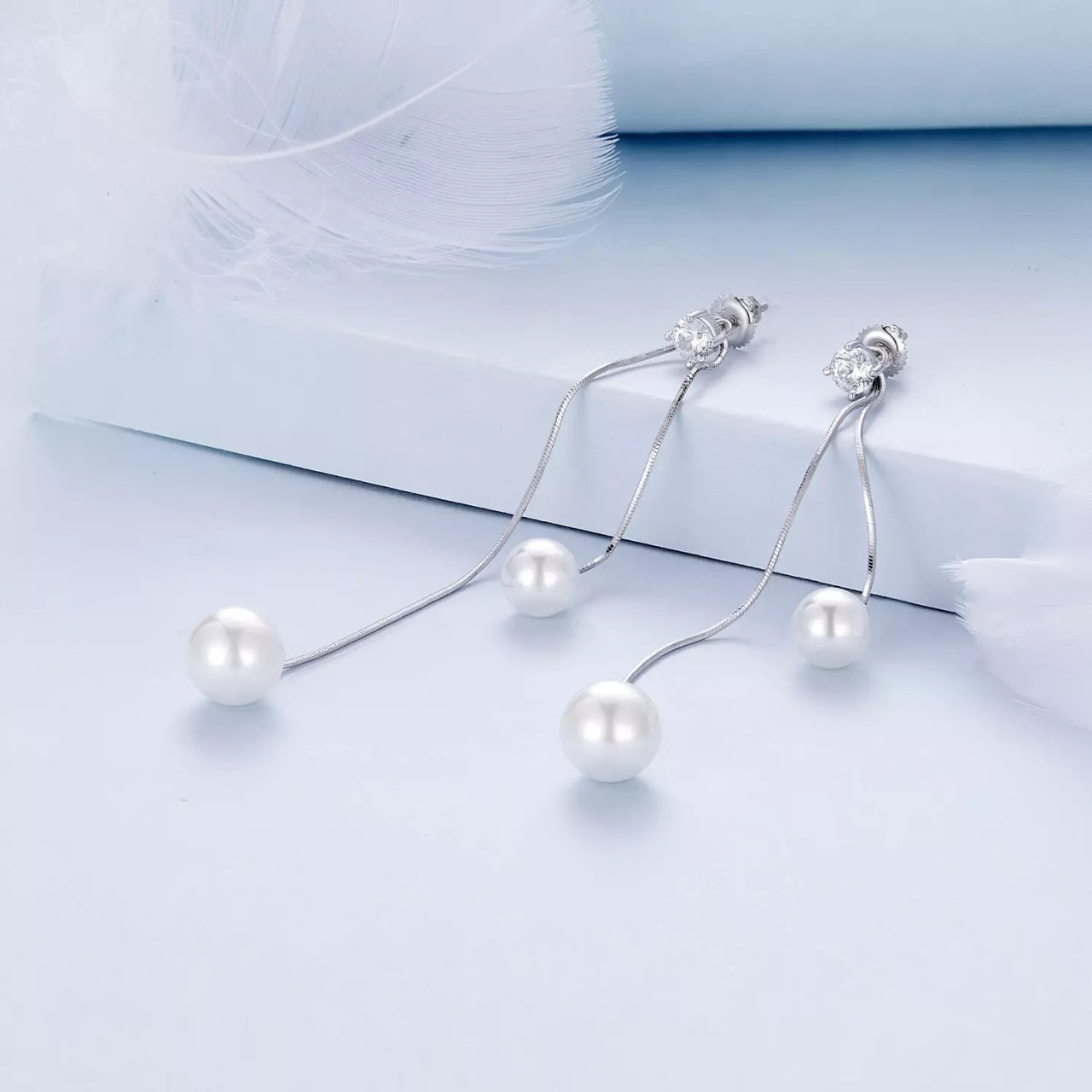 Cercei din argint Cascading Waterfall Pearls, Argint 925, Pentru Femei