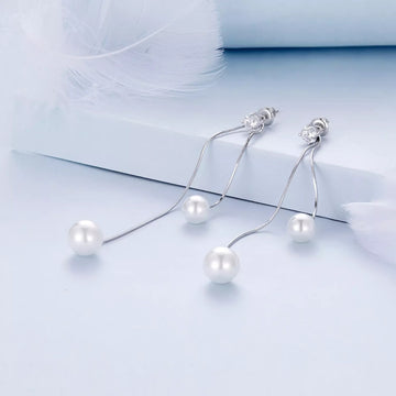 Cercei din argint Cascading Waterfall Pearls, Argint 925, Pentru Femei