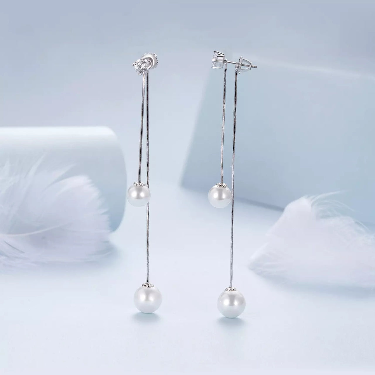 Cercei din argint Cascading Waterfall Pearls, Argint 925, Pentru Femei