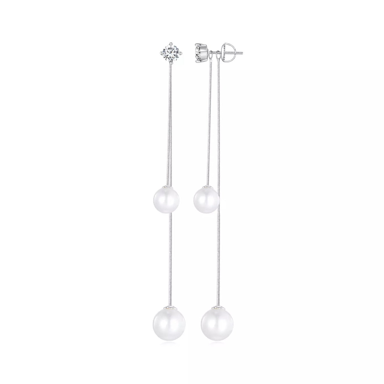 Cercei din argint Cascading Waterfall Pearls, Argint 925, Pentru Femei