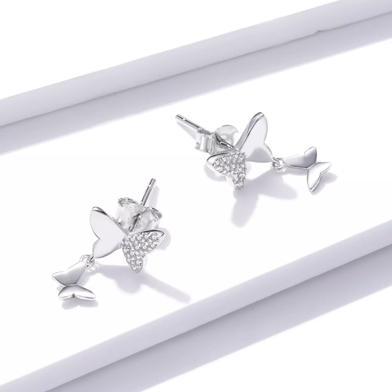 Cercei din argint Chain Butterflies, Argint 925, Pentru Femei