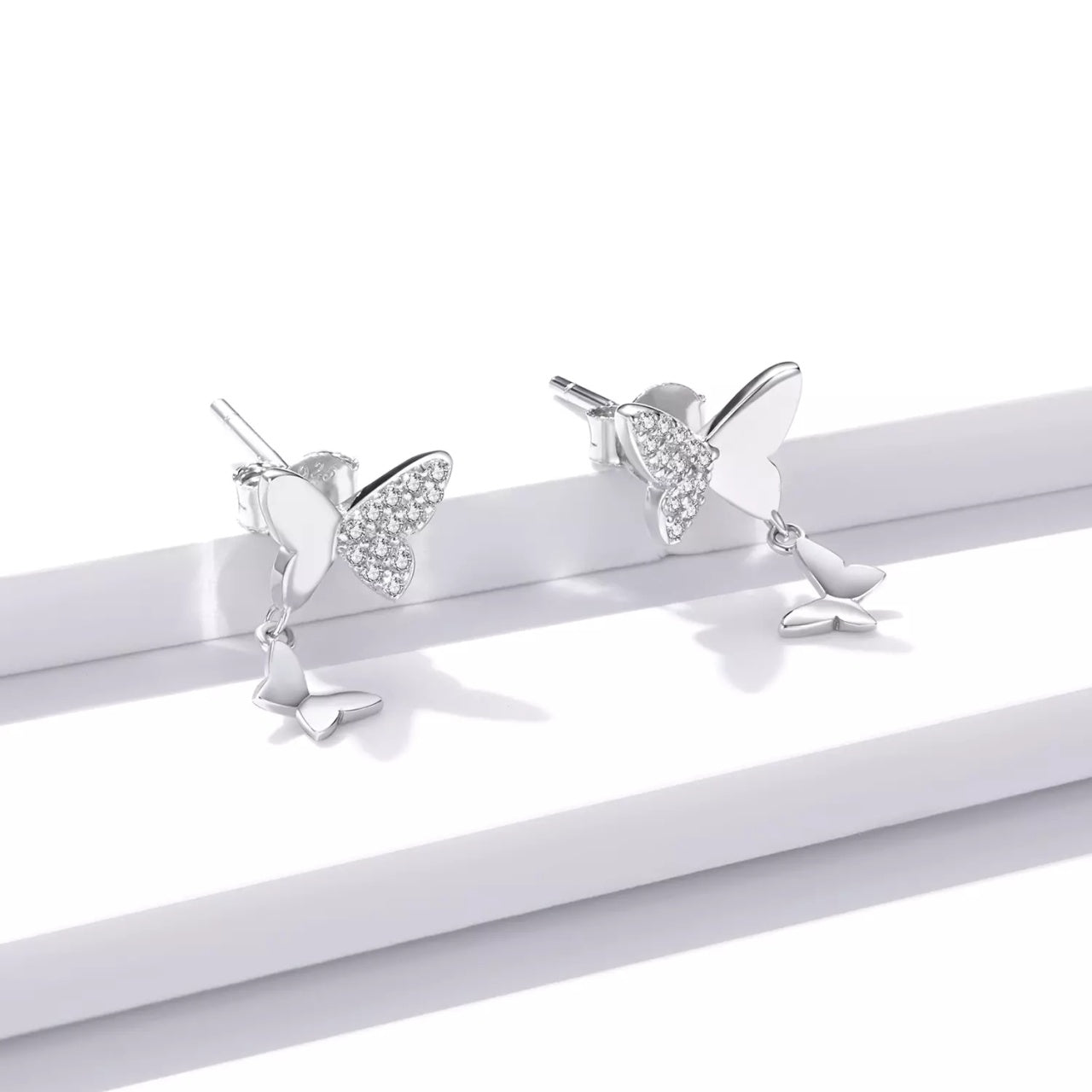 Cercei din argint Chain Butterflies, Argint 925, Pentru Femei