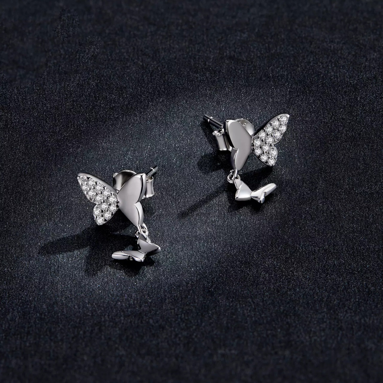 Cercei din argint Chain Butterflies, Argint 925, Pentru Femei