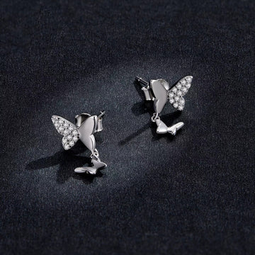 Cercei din argint Chain Butterflies, Argint 925, Pentru Femei