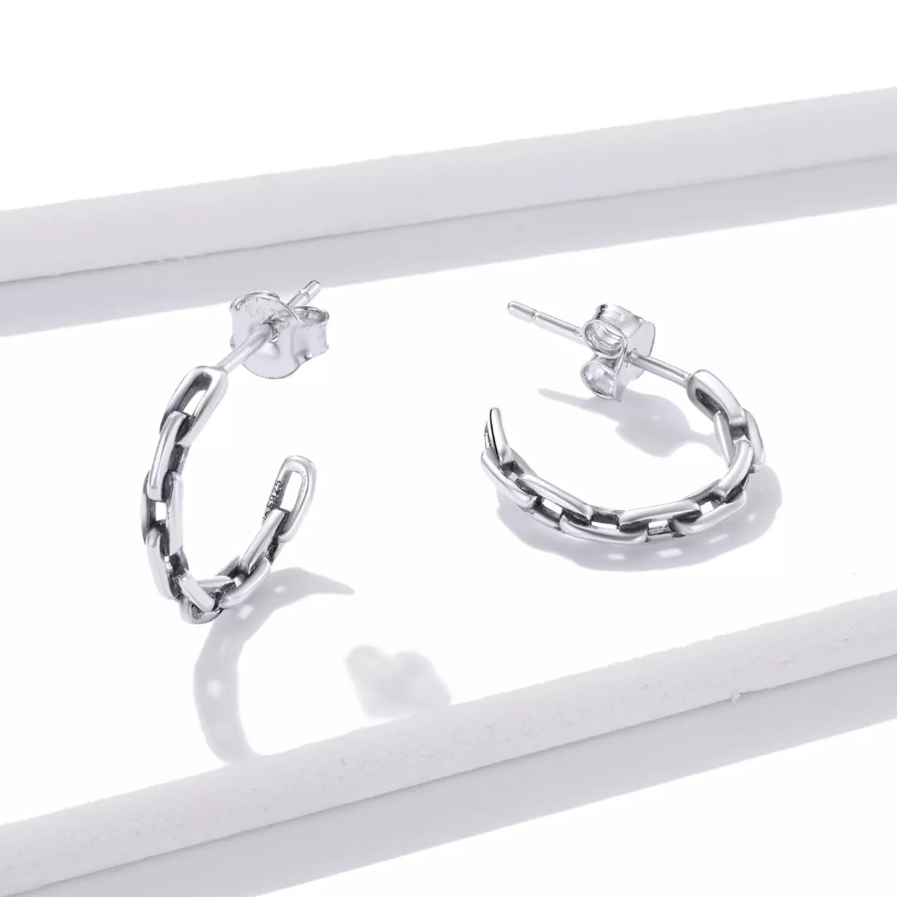 Cercei din argint Chain Hoops, Argint 925, Pentru Femei