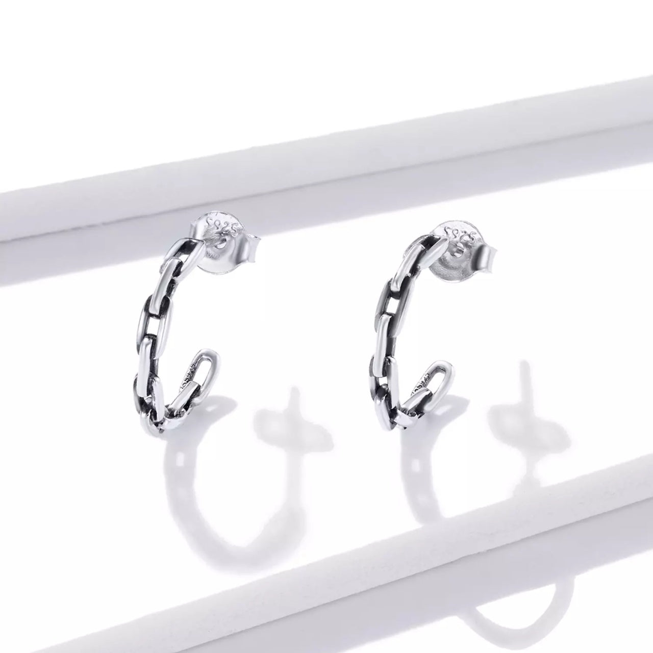 Cercei din argint Chain Hoops, Argint 925, Pentru Femei