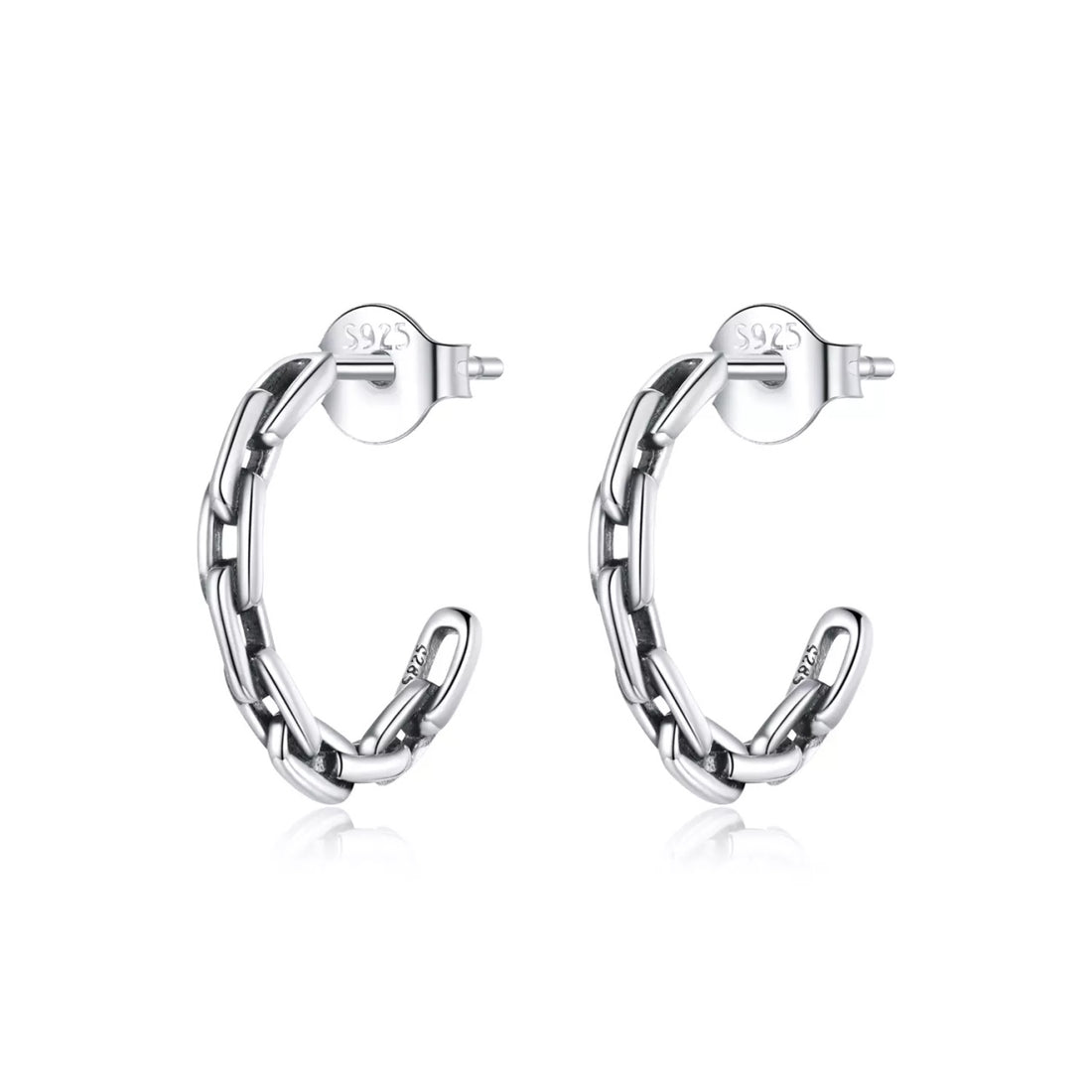 Cercei din argint Chain Hoops, Argint 925, Pentru Femei