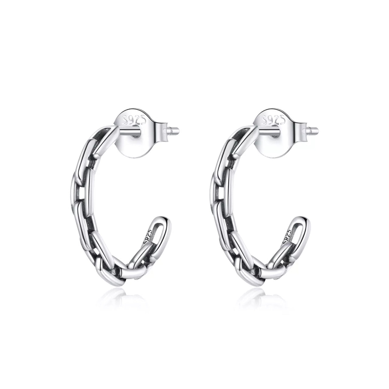 Cercei din argint Chain Hoops, Argint 925, Pentru Femei