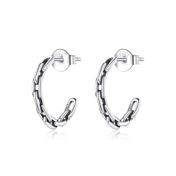 Cercei din argint Chain Hoops, Argint 925, Pentru Femei