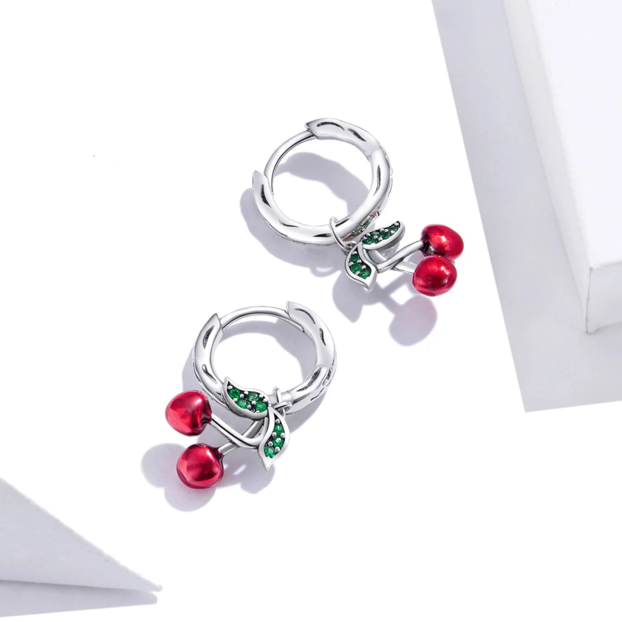 Cercei din argint Cherry Hoops, Argint 925, Pentru Femei 2.90g