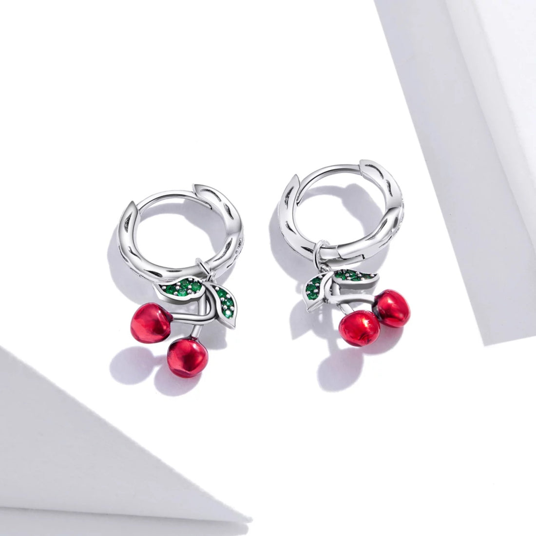 Cercei din argint Cherry Hoops, Argint 925, Pentru Femei 2.90g