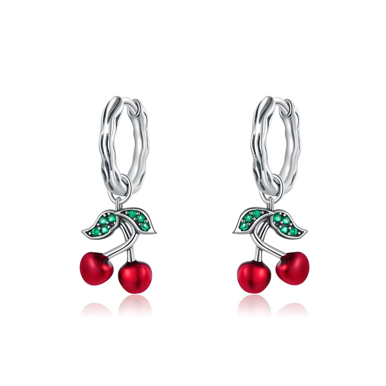 Cercei din argint Cherry Hoops, Argint 925, Pentru Femei 2.90g