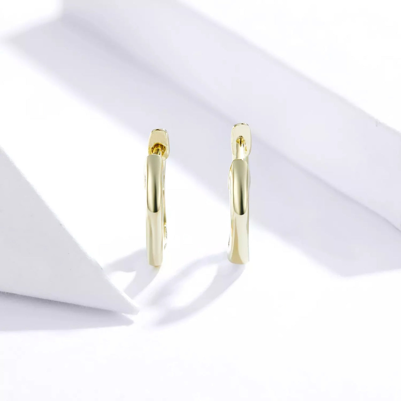 Cercei din argint Classic Small Hoops golden, Argint 925, Pentru Femei