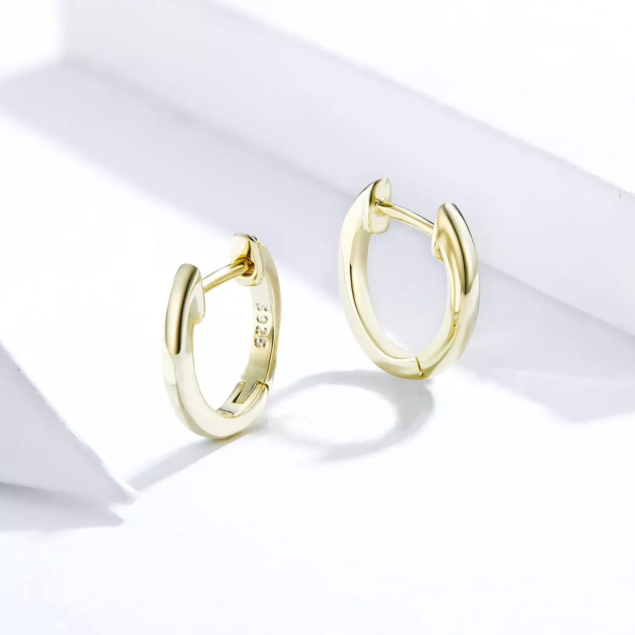 Cercei din argint Classic Small Hoops golden, Argint 925, Pentru Femei