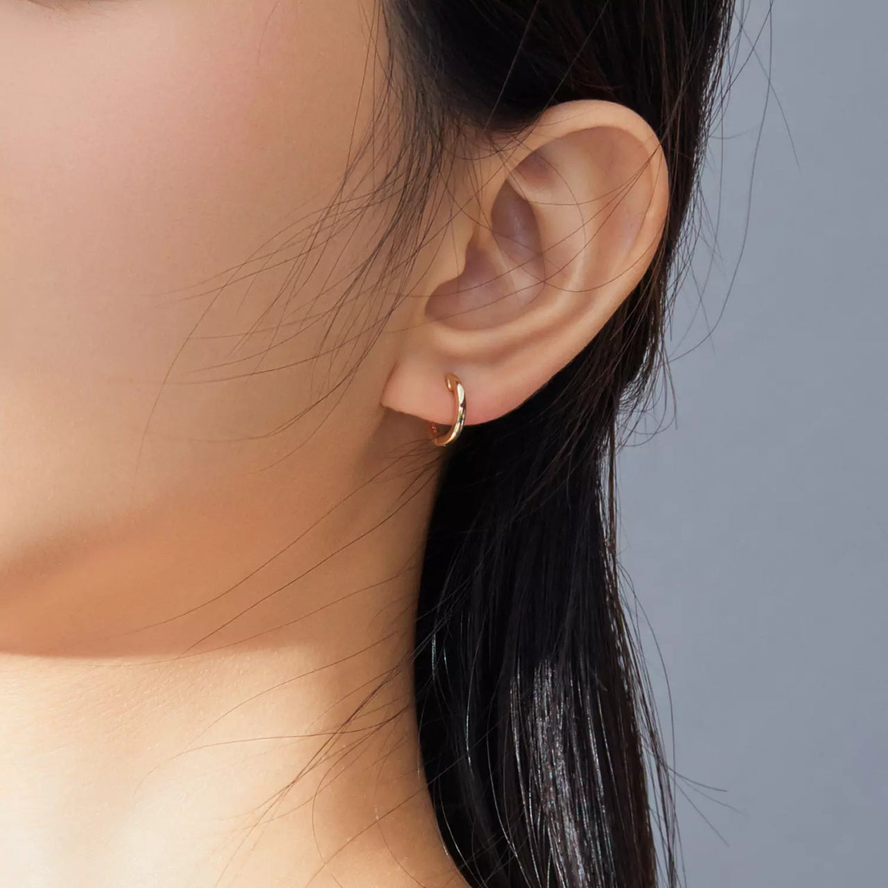Cercei din argint Classic Small Hoops golden, Argint 925, Pentru Femei