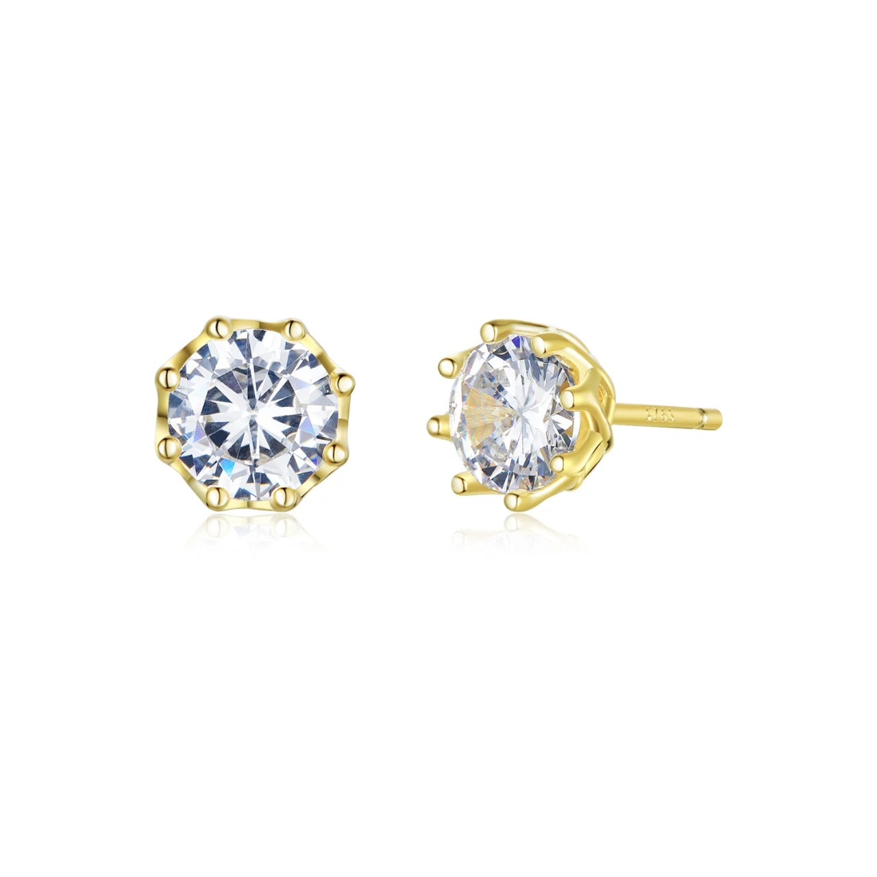 Cercei din argint Clear Classic Studs Golden, Argint 925, Pentru Femei