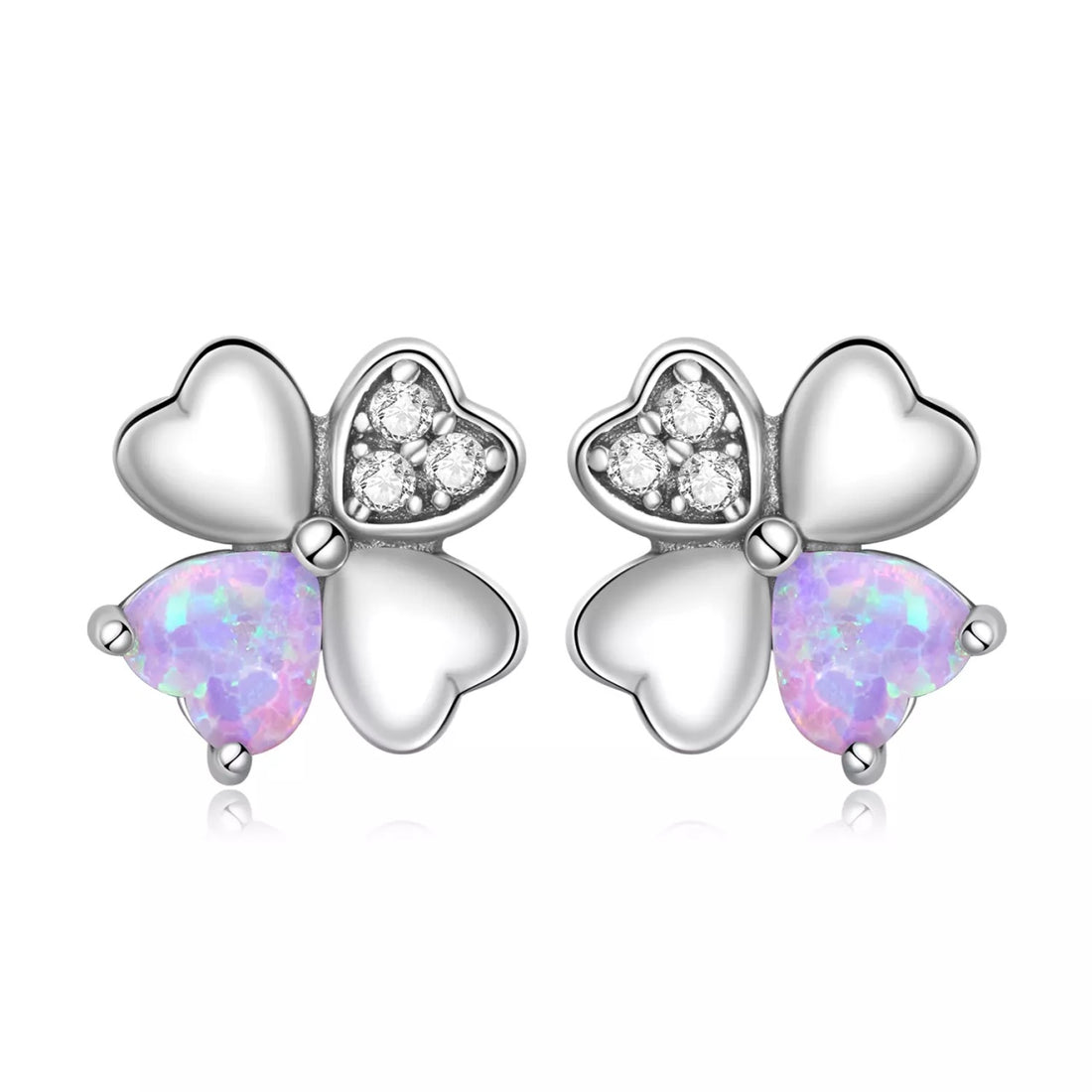 Cercei din argint Clover Colorful Heart, Argint 925, Pentru Femei 1.76g