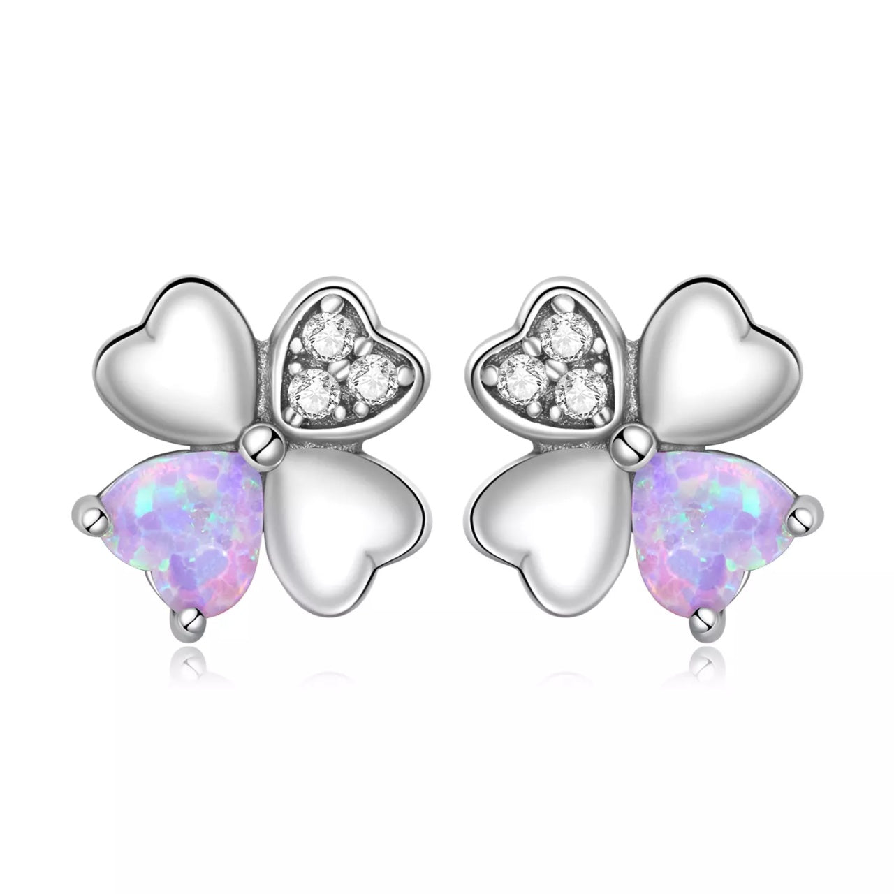 Cercei din argint Clover Colorful Heart, Argint 925, Pentru Femei 1.76g