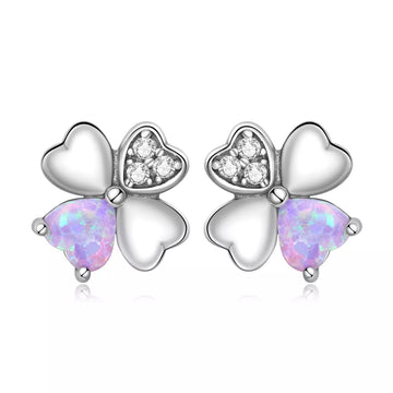 Cercei din argint Clover Colorful Heart, Argint 925, Pentru Femei 1.76g