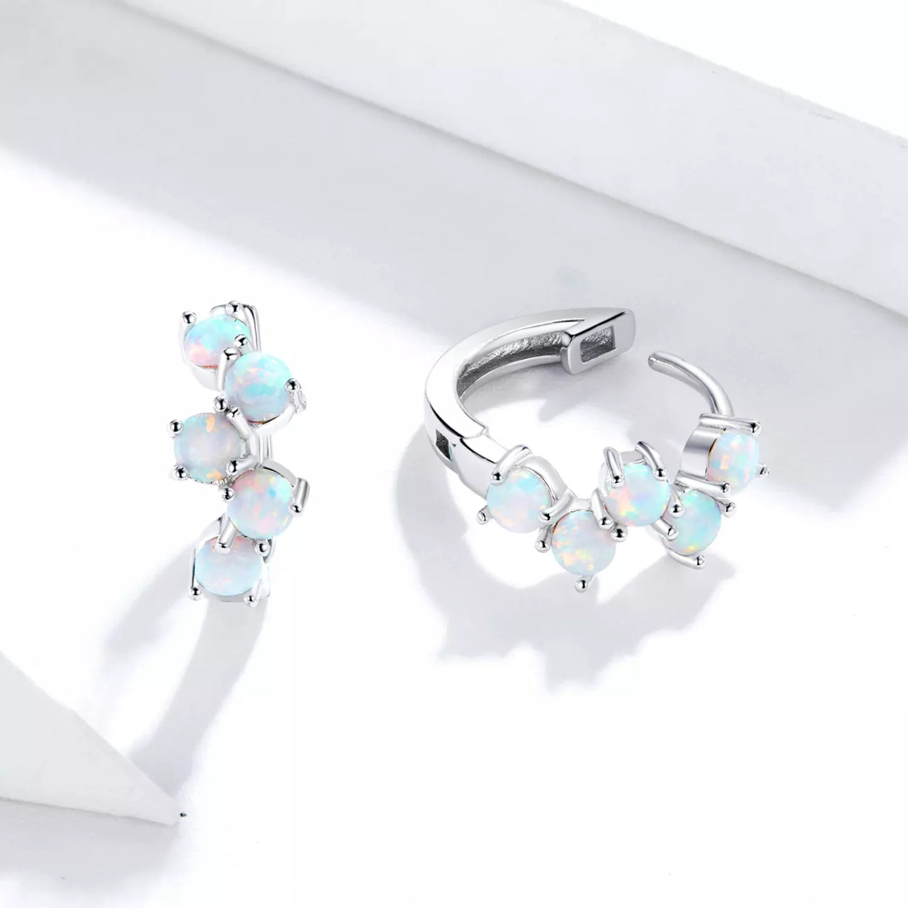 Cercei din argint Color Crystals Hoops, Argint 925, Pentru Femei