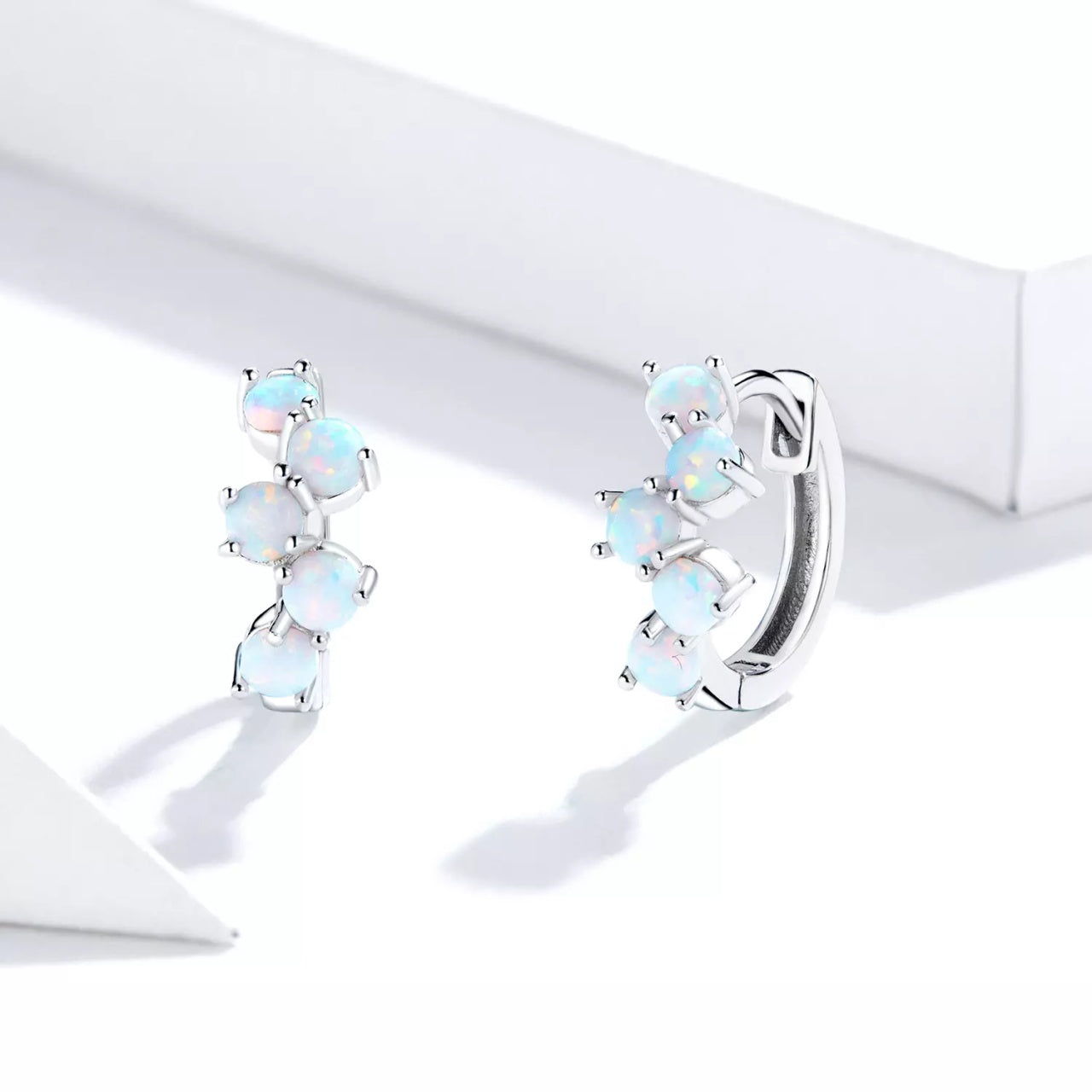 Cercei din argint Color Crystals Hoops, Argint 925, Pentru Femei