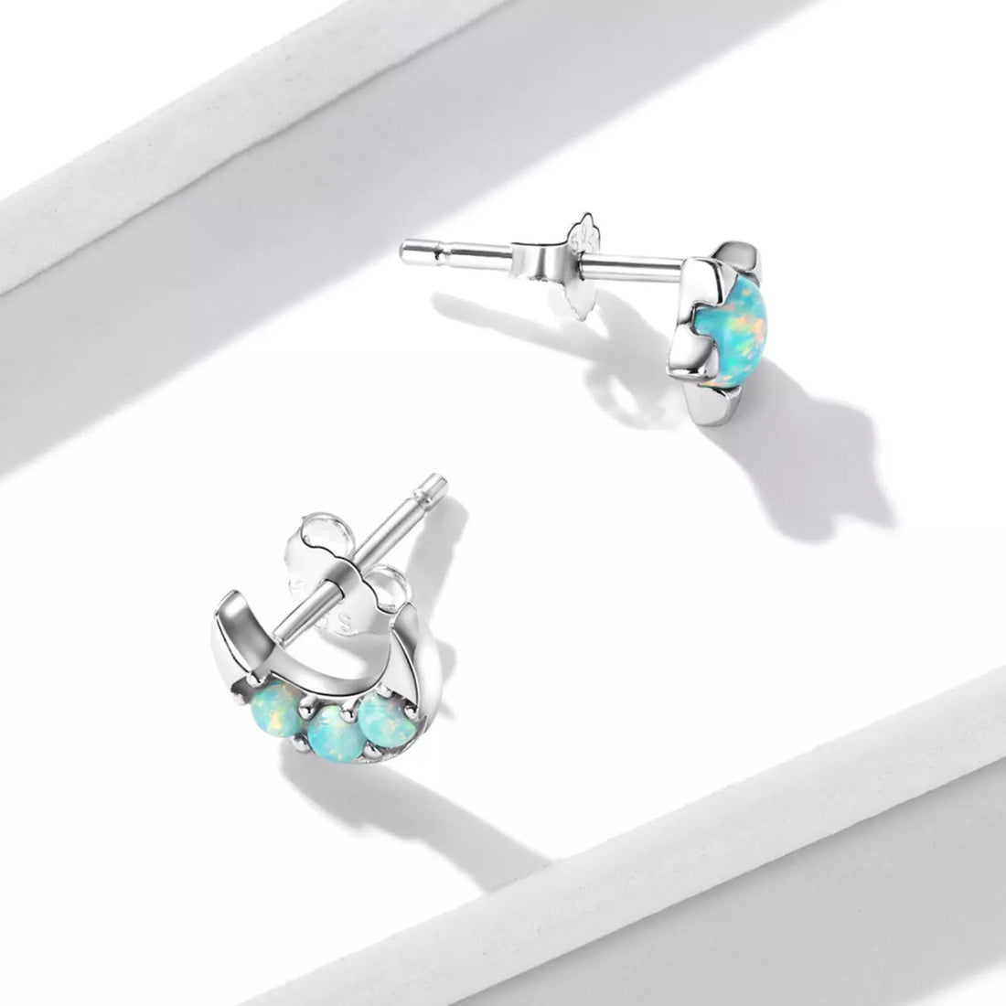 Cercei din argint Color Star and Moon, Argint 925, Pentru Femei