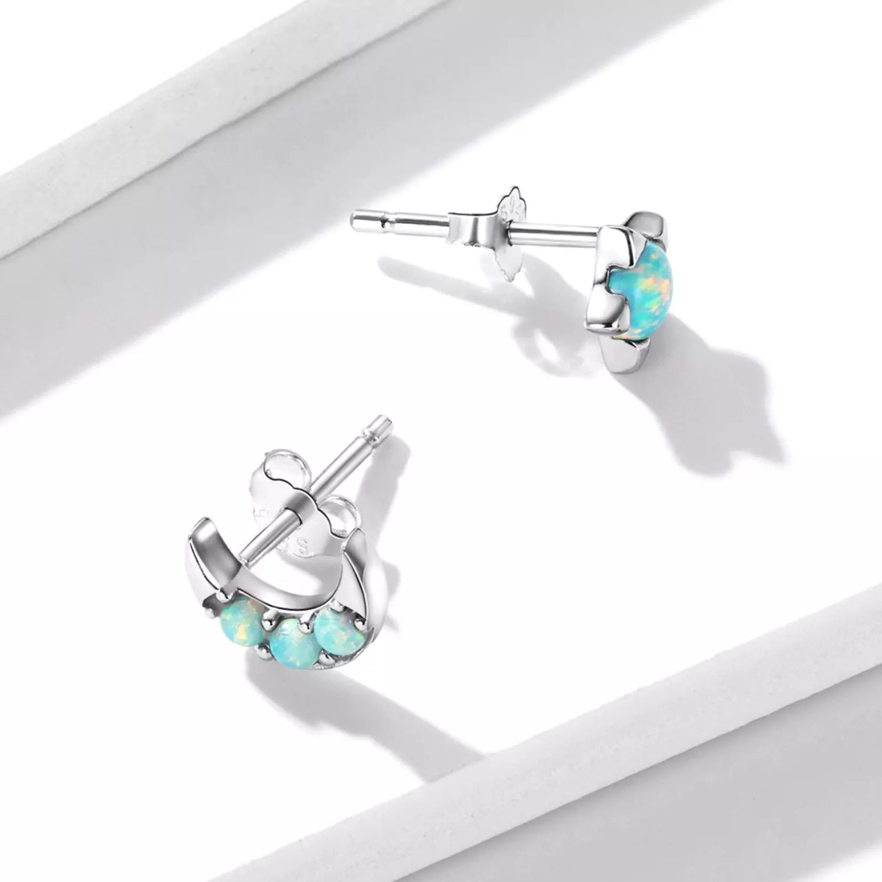 Cercei din argint Color Star and Moon, Argint 925, Pentru Femei
